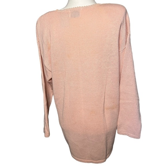 Vintage Knit Soft Pink Sweater L Cotton - Picture 3 of 8